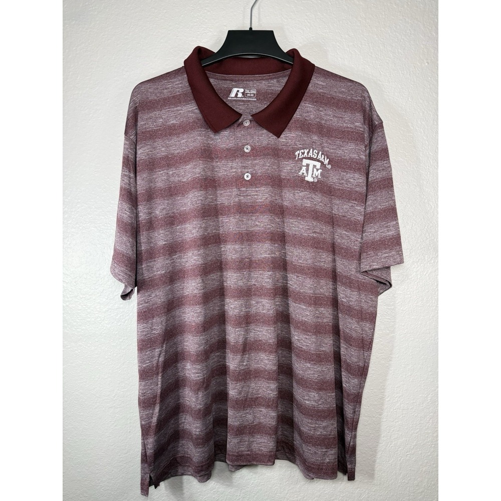 Russel Athletic Mens Size 2XL Texas A&M Aggies Polo Aggie Football Maroon